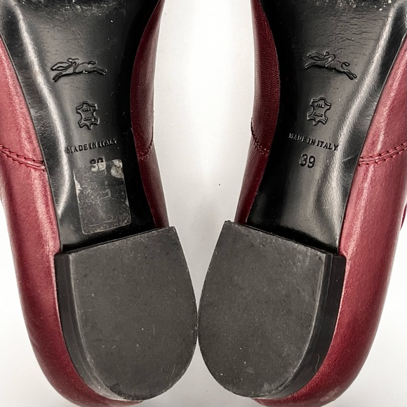BURGUNDY LONGCHAMP LEATHER LOAFERS - Picture 8 of 14